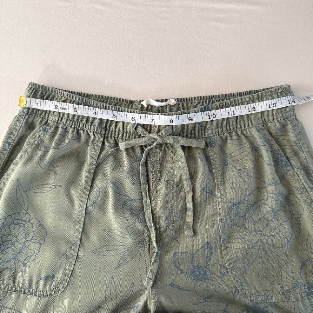 C & C California Army Green Floral Print Elastic Cuffs Jogger Pants Size S - Picture 10 of 12